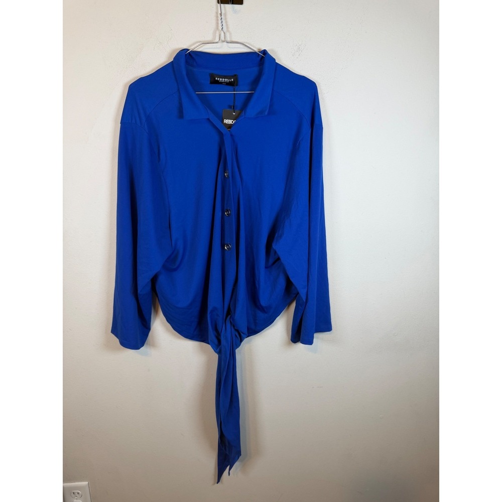 Rebdolls Womens Crop Top Tie Front Royal Blue 4X NWT